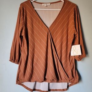 Rust wrap front blouse